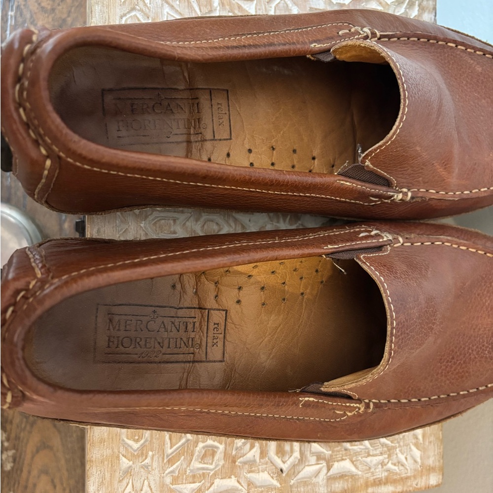 Mercanti Fiorentini | Tan Leather Slip-On Loafers - Picture 9 of 11